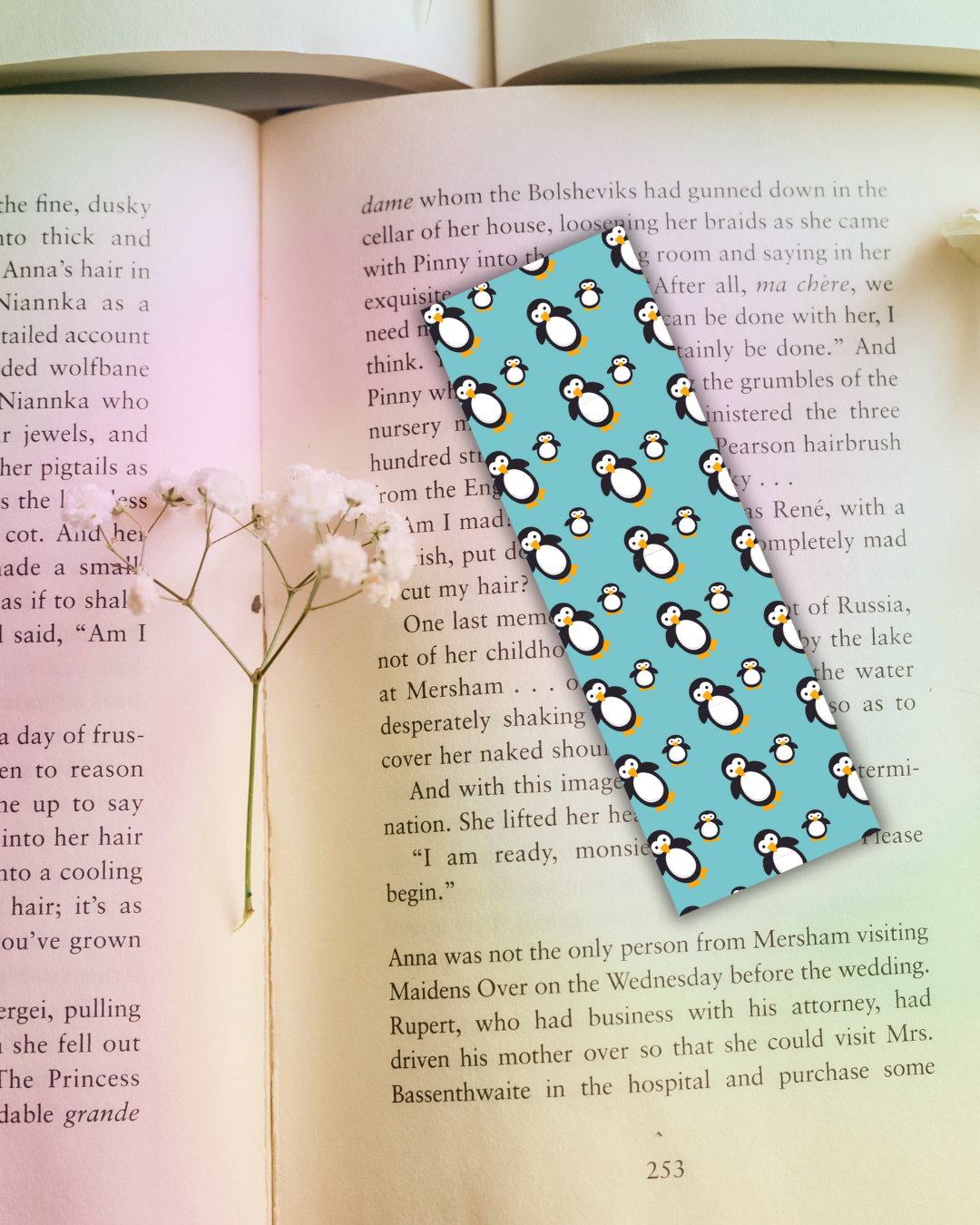 Penguin Blues Bookmark Handmade Bookish Gift