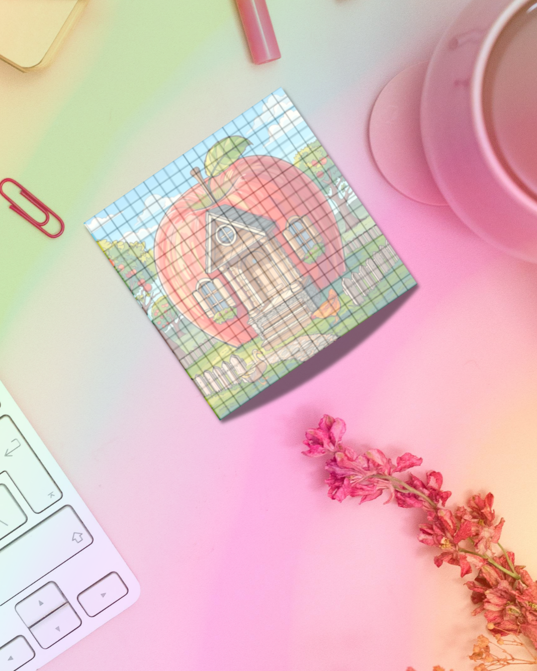 Apple Home Notepad 2.5"x2.5" 50 Pages Aesthetic Cute Stationery Gift