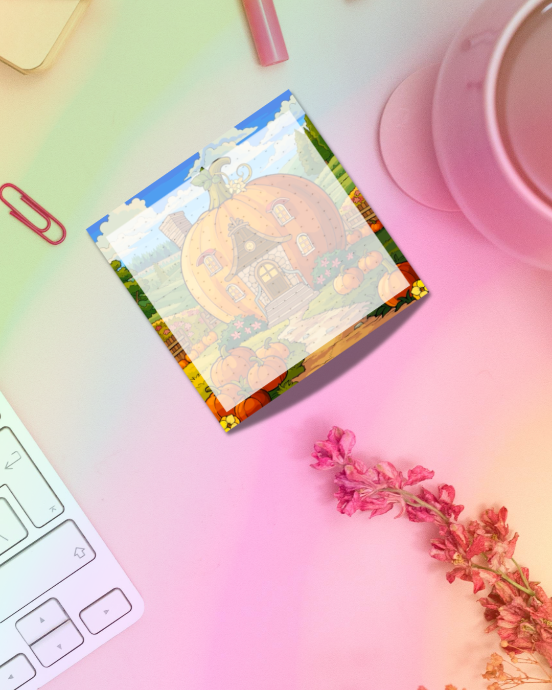 Pumpkin Home Notepad 2.5"x2.5" 50 Pages Aesthetic Cute Stationery Gift