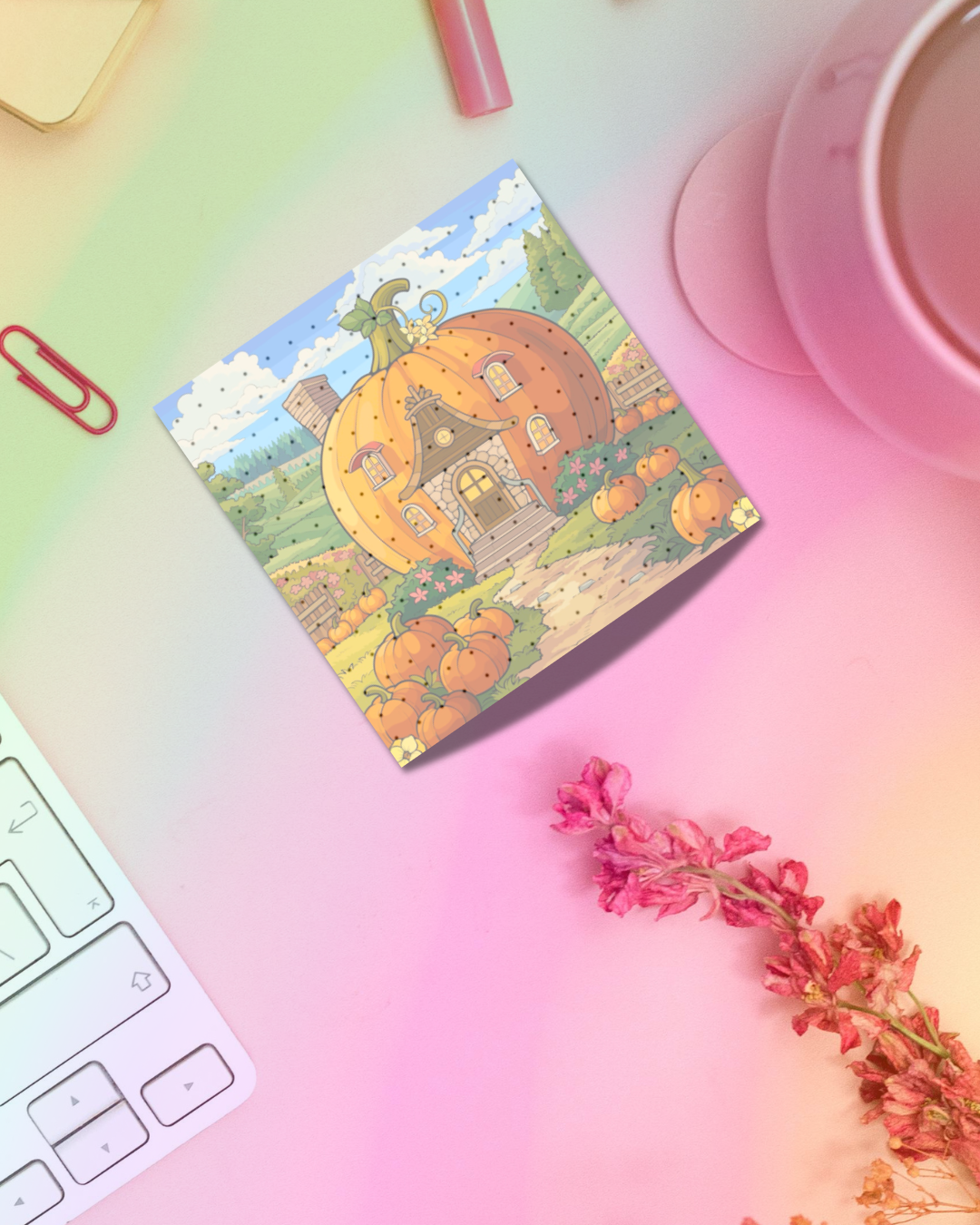 Pumpkin Home Notepad 2.5"x2.5" 50 Pages Aesthetic Cute Stationery Gift