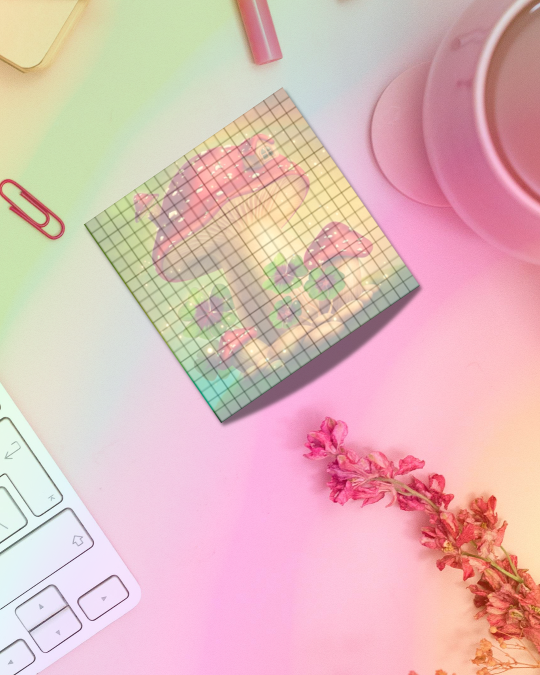 Fungi Notepad 2.5"x2.5" 50 Pages Aesthetic Cute Stationery Gift