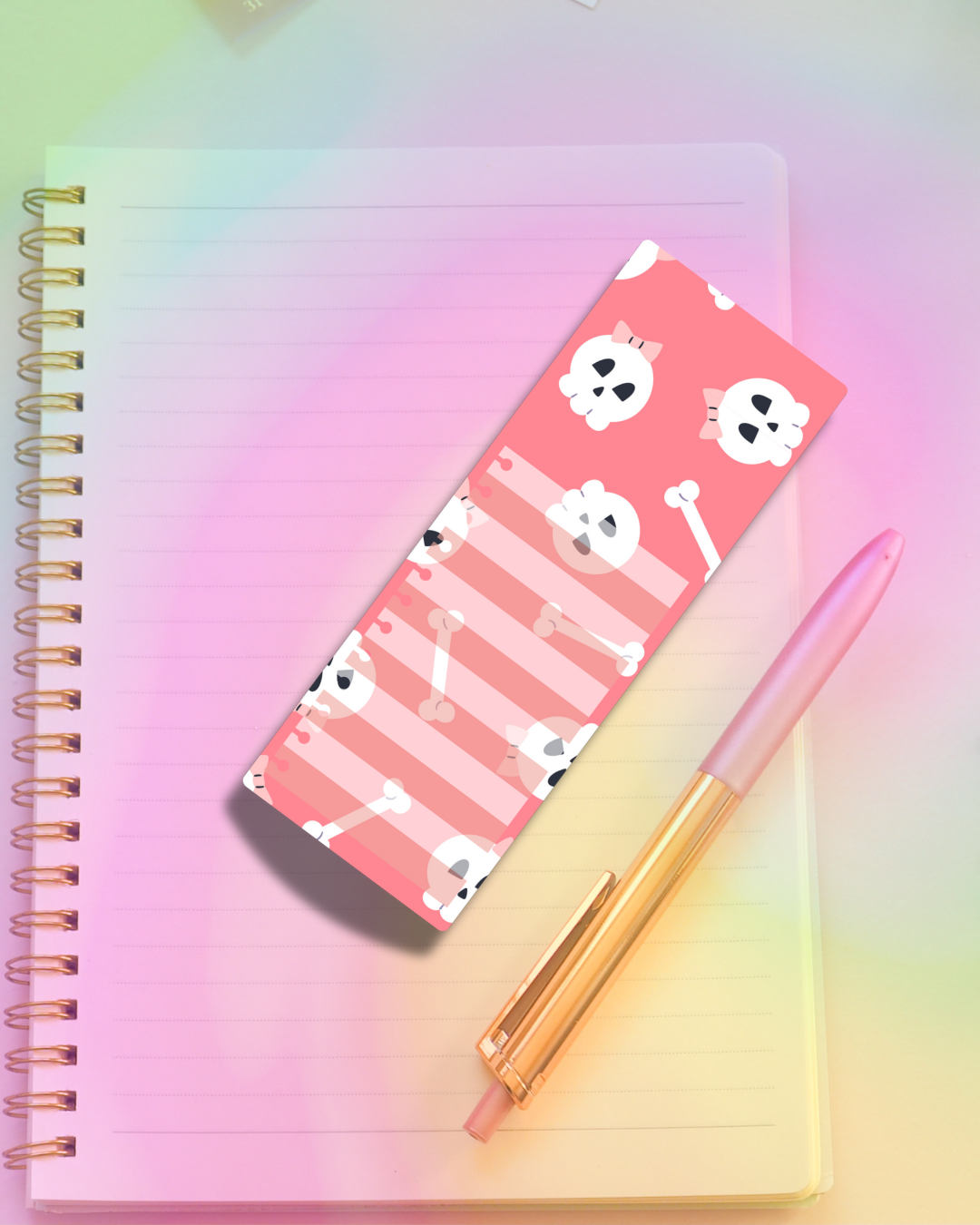 Pinky Skeleton Notepad 2.5"x7" 45 Pages Aesthetic Cute Stationery Gift