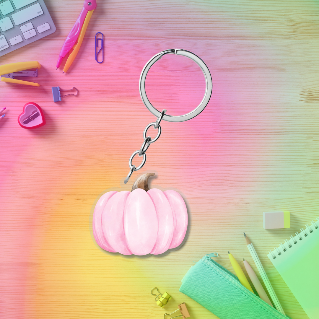 Pink Pumpkin Acrylic Keychain