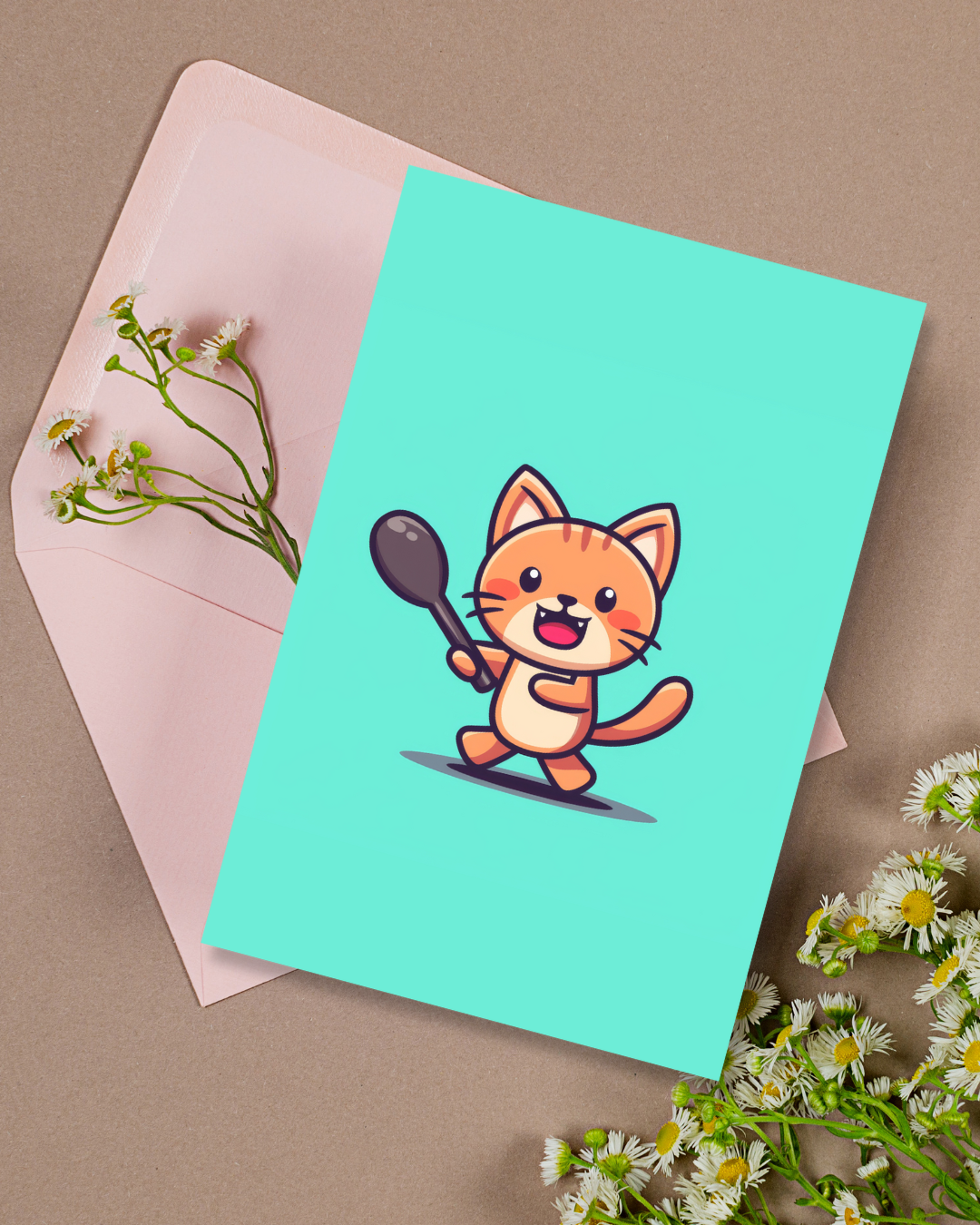 Tennis Cat Greeting Card Aesthetic Gift