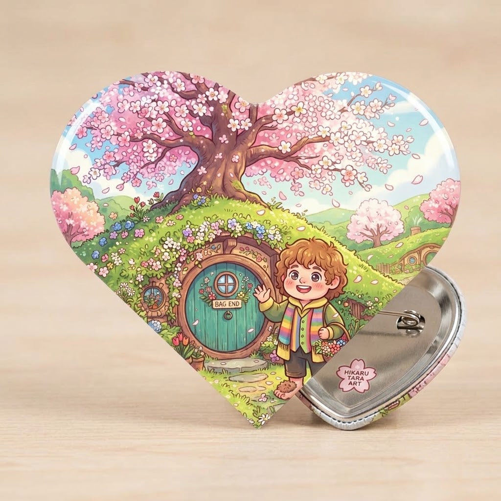 Hobbit Welcoming Heart Button Pin