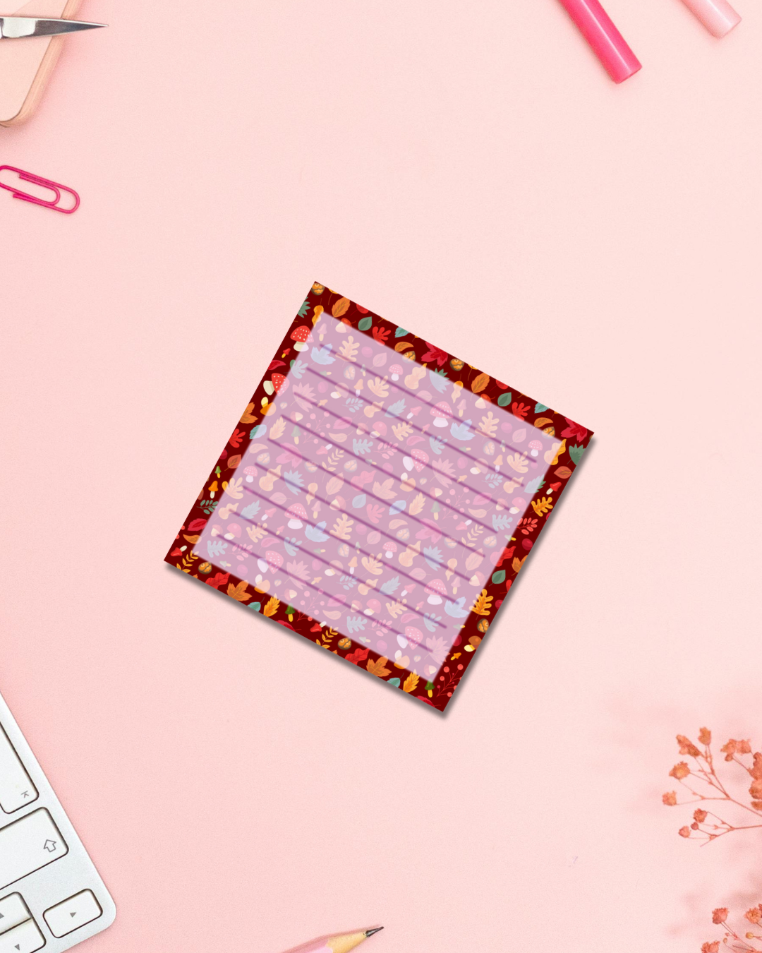 Autumn Fungi Meadow Notepad Kawaii Art Aesthetic Cute Gift