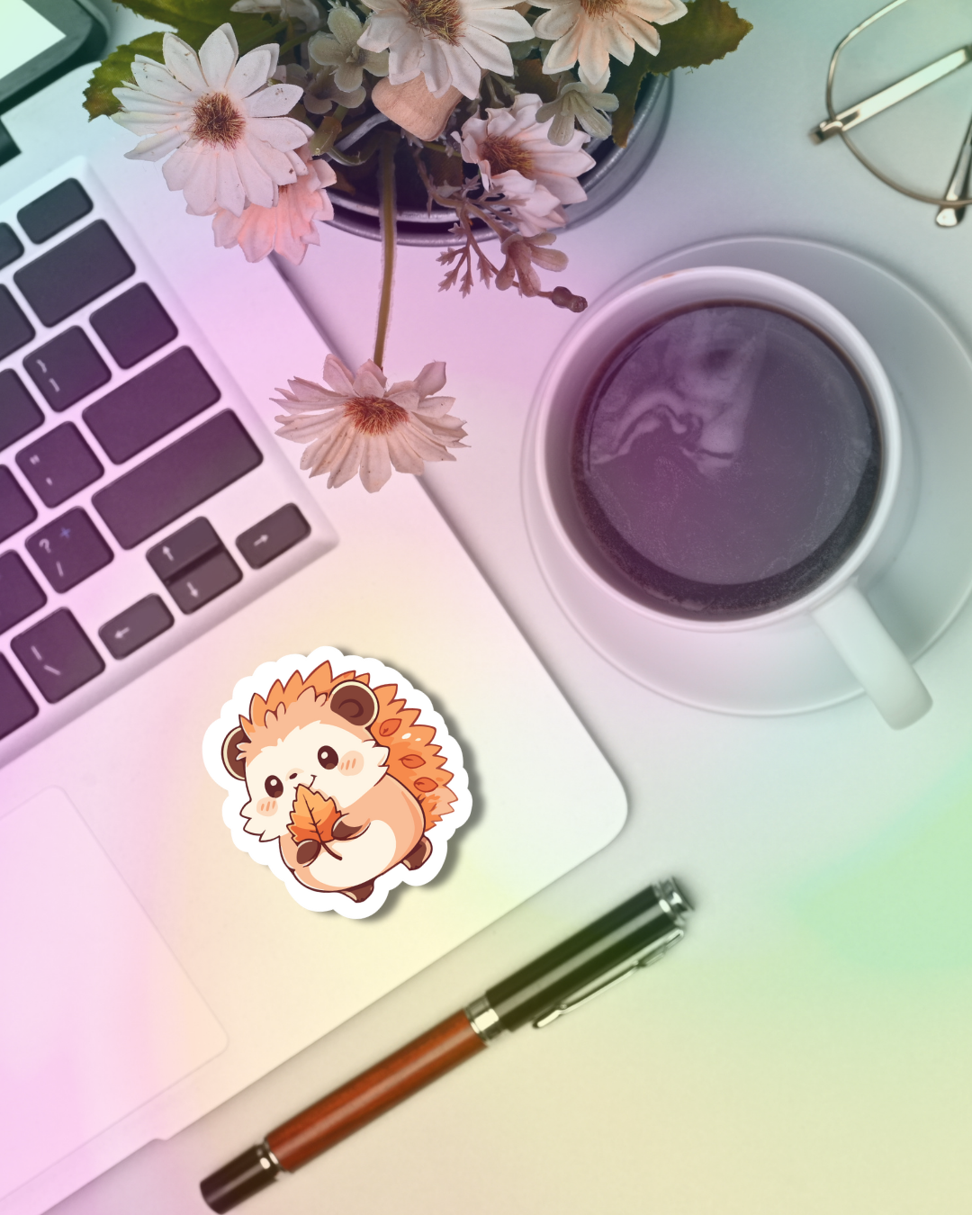 Autumn Hedgehog Vinyl Sticker