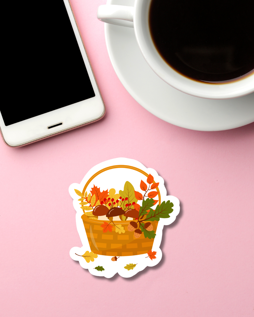 Autumn Basket Mini Vinyl Sticker