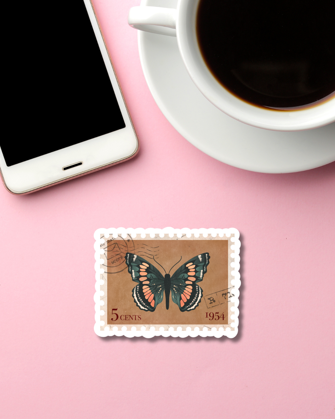 Autumn Butterfly Stamp Vinyl Sticker