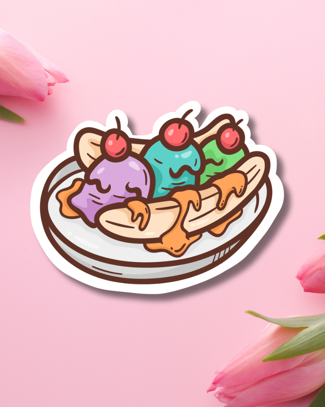 Banana Split Plate Vinyl Sticker