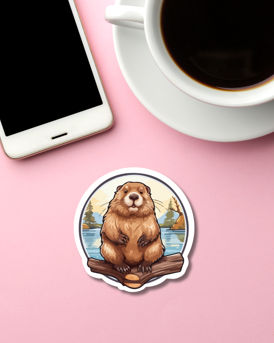 Beaver Stand Mini Vinyl Sticker