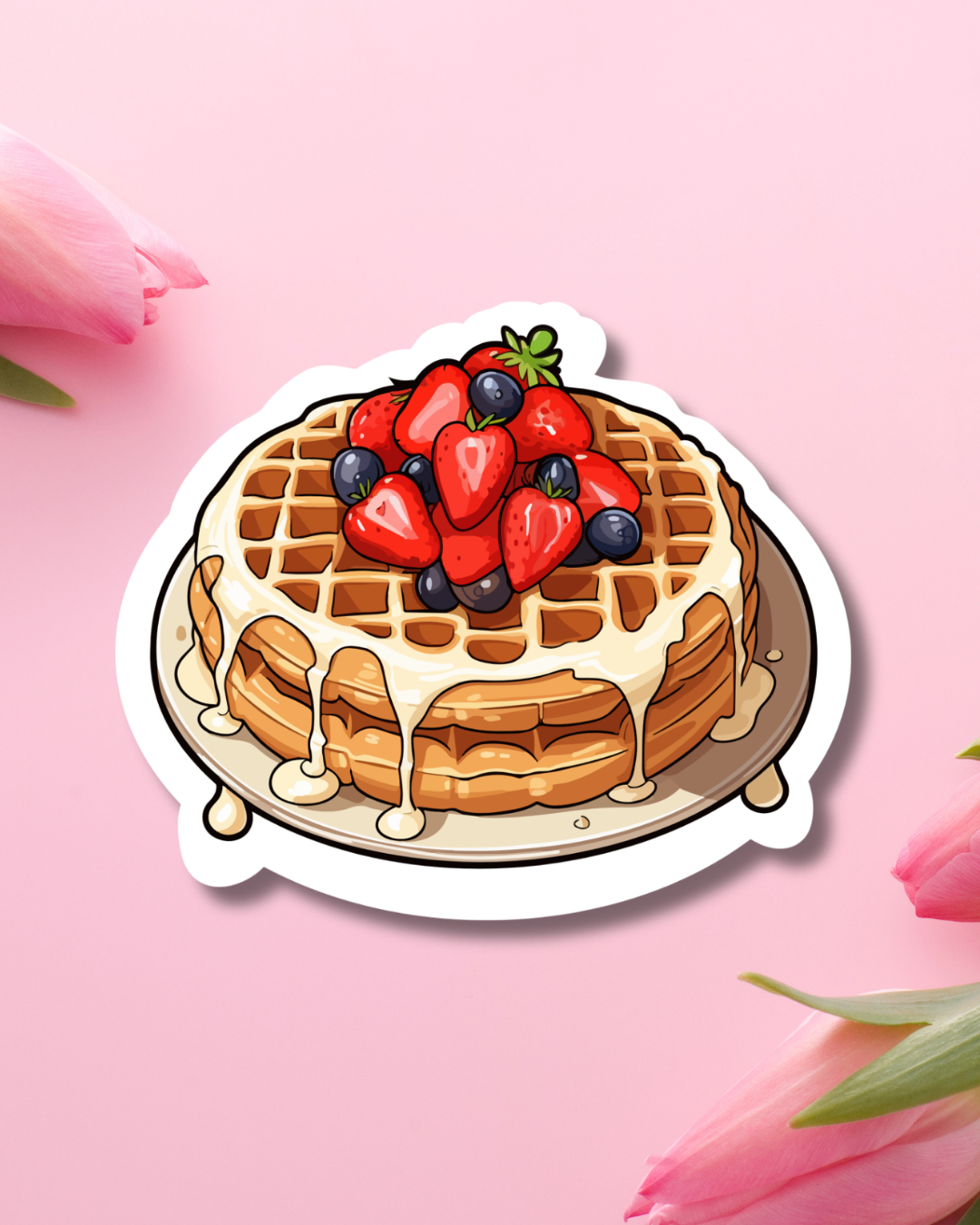 Berry Cream Waffles Vinyl Sticker