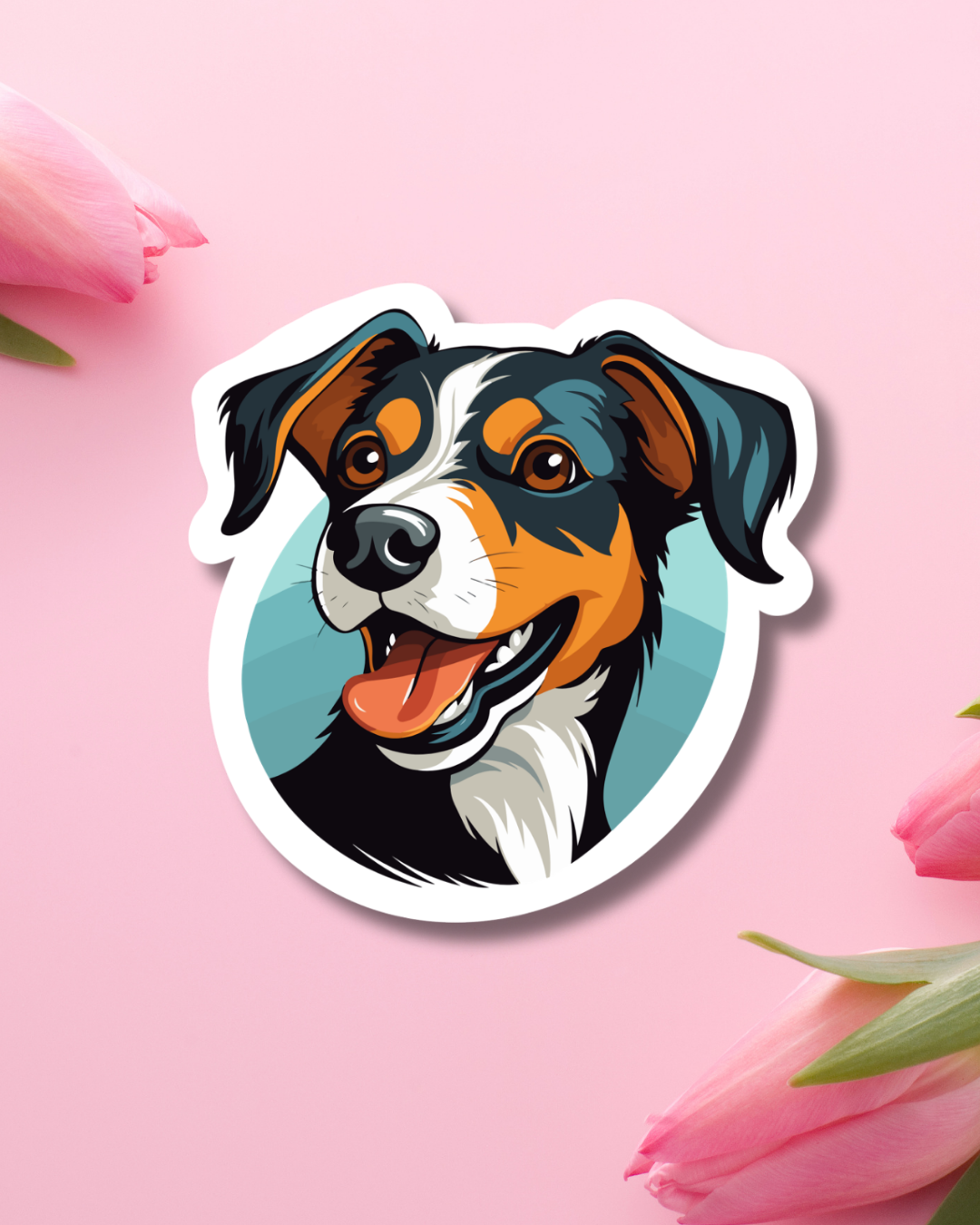Black-Brown Puppy Vinyl Sticker