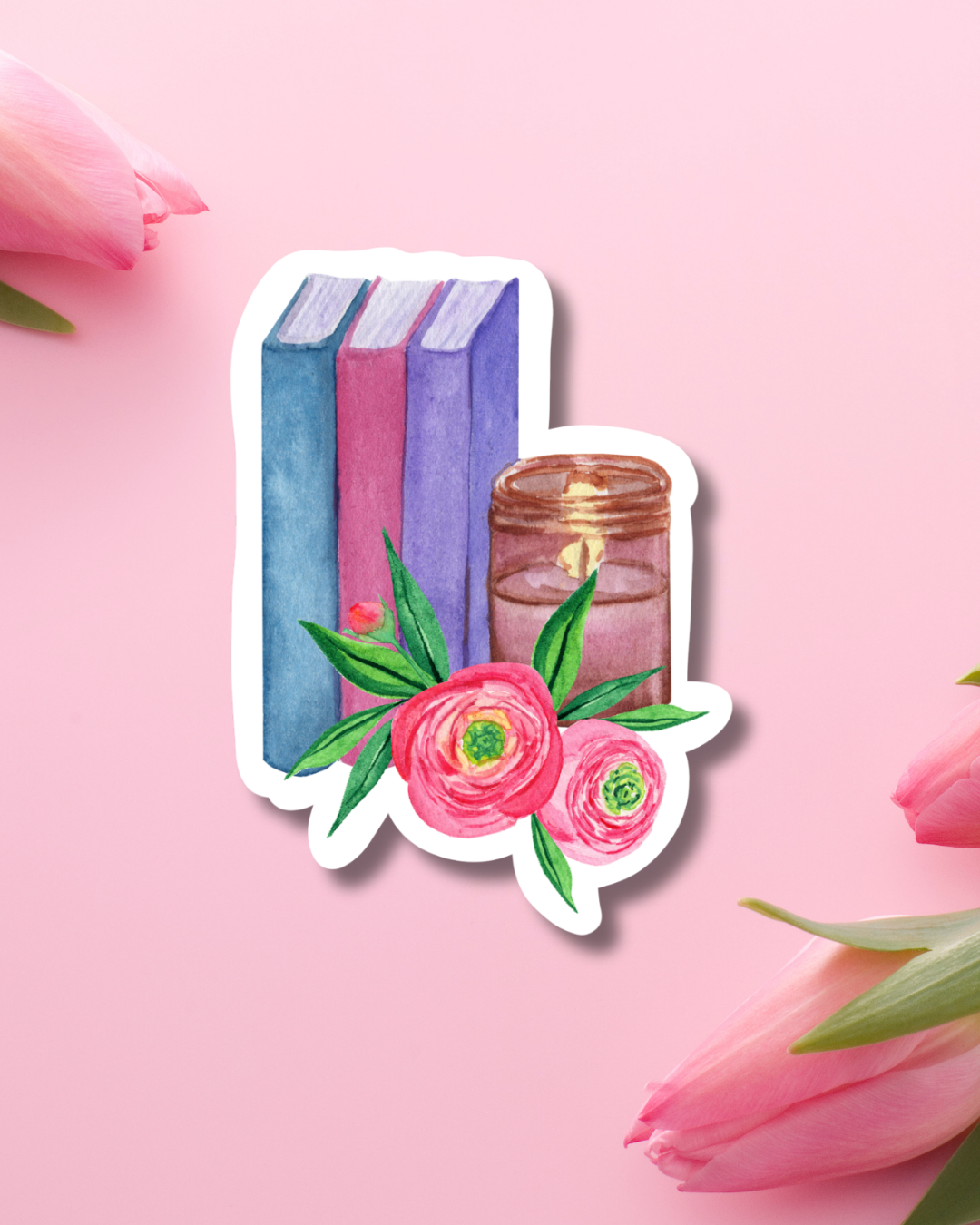 Books & Candle Vinyl Sticker