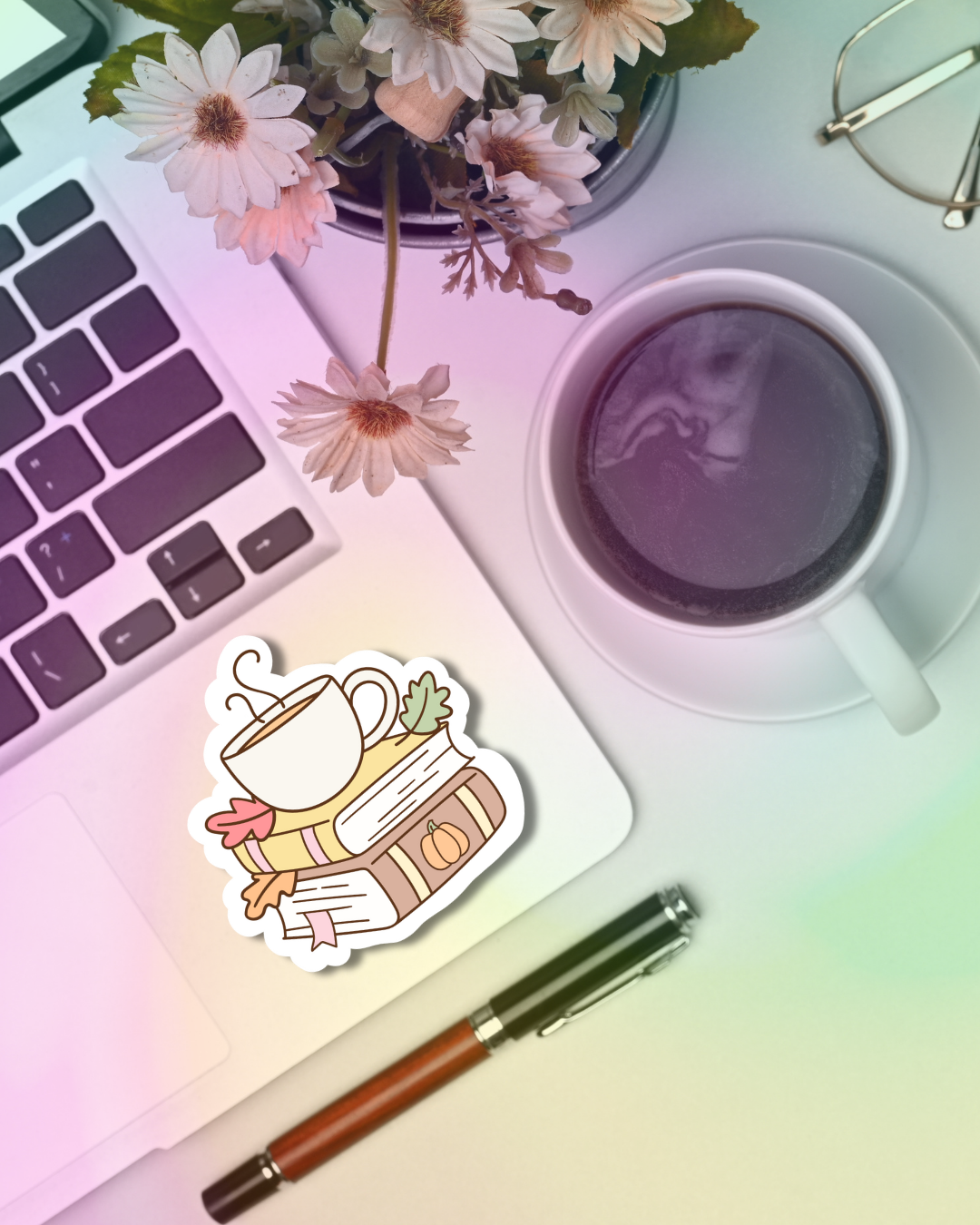 Books & Tea Vinyl Sticker
