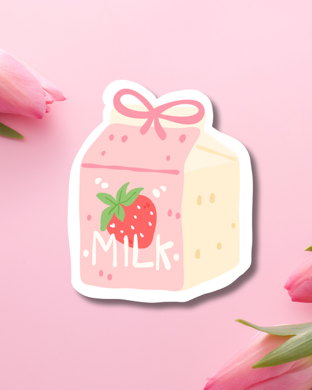 Bow Strawberry Milk Vinyl Sticker