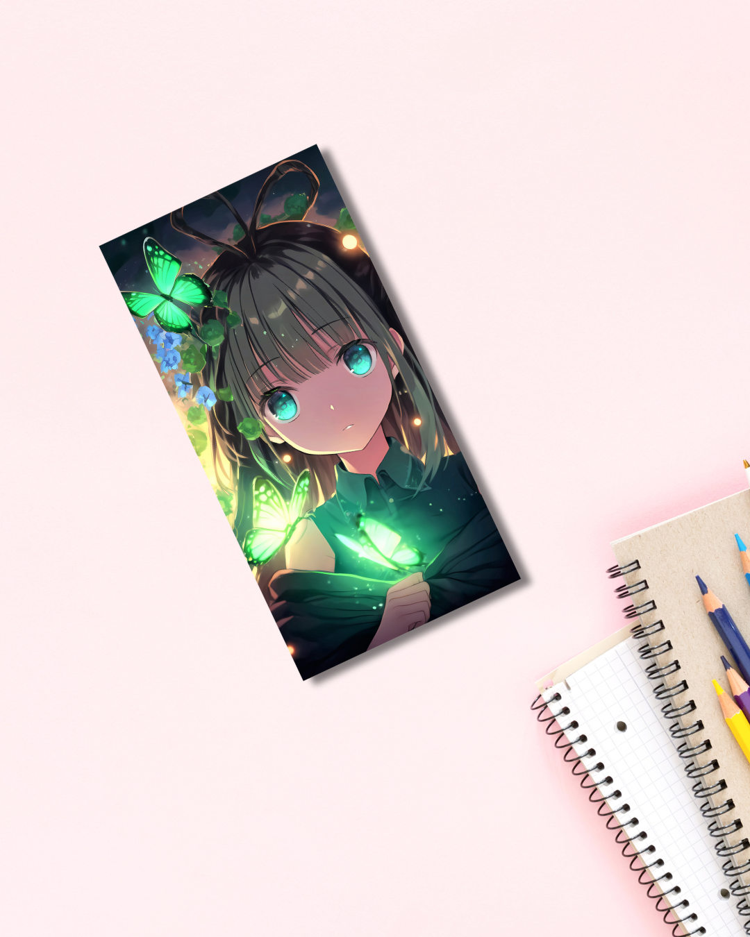 Butterfly Green Girl Notebook 20 Pages Aesthetic Cute Stationery Gift