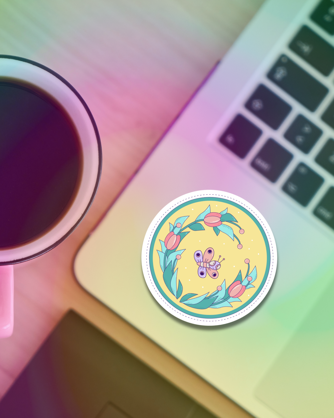 Butterfly in Yellow Vinyl Sticker