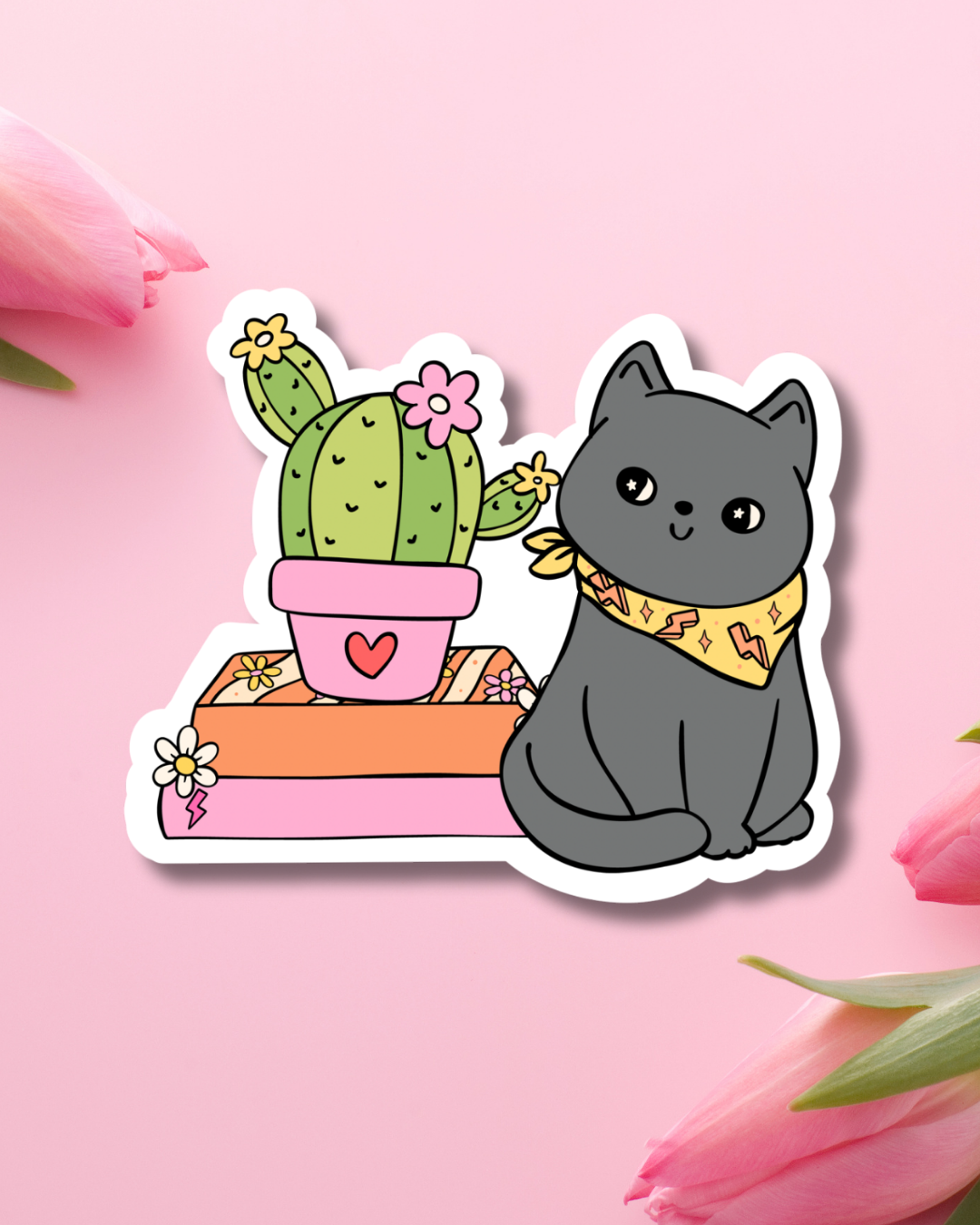 Cactus Cat Books Vinyl Sticker