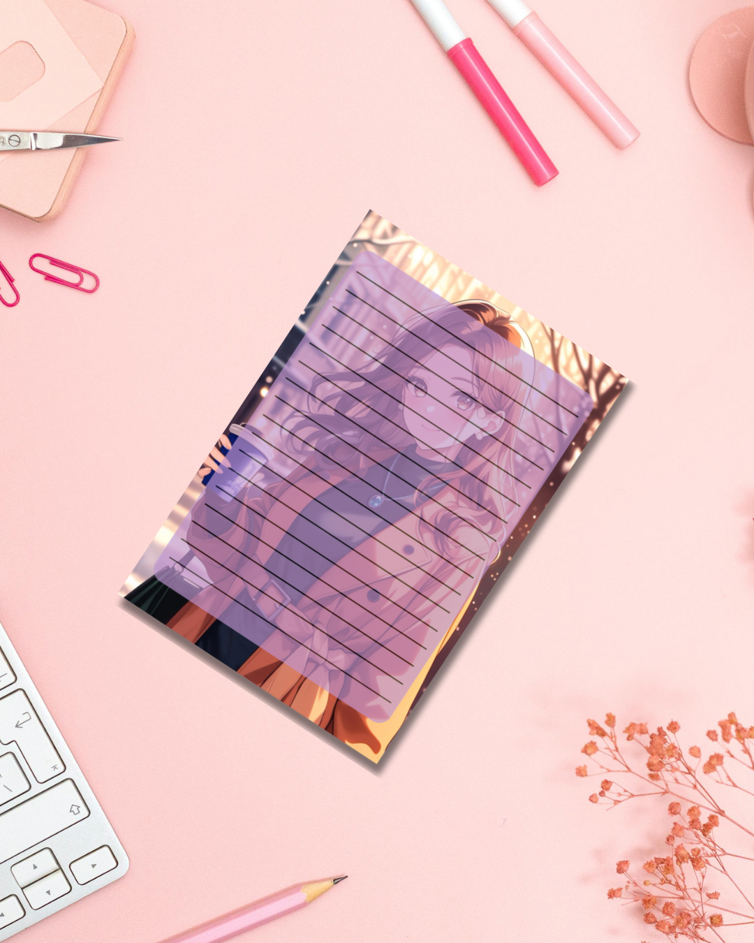 Cafe Girl Notepad Aesthetic Cute Stationery Gift