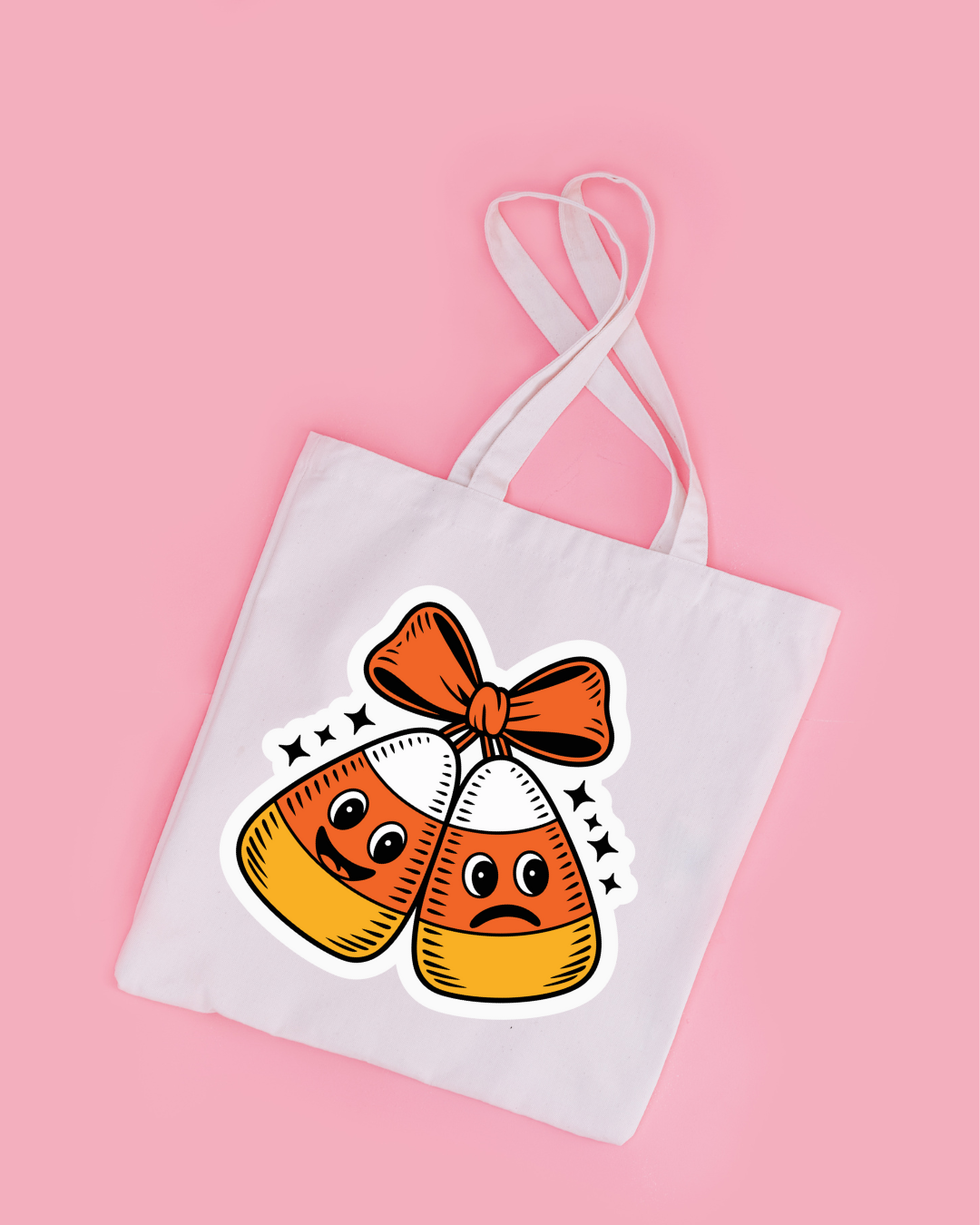 Candy Corn Duo Tote Bag Aesthetic Kawaii Gift Floral Print Handbag