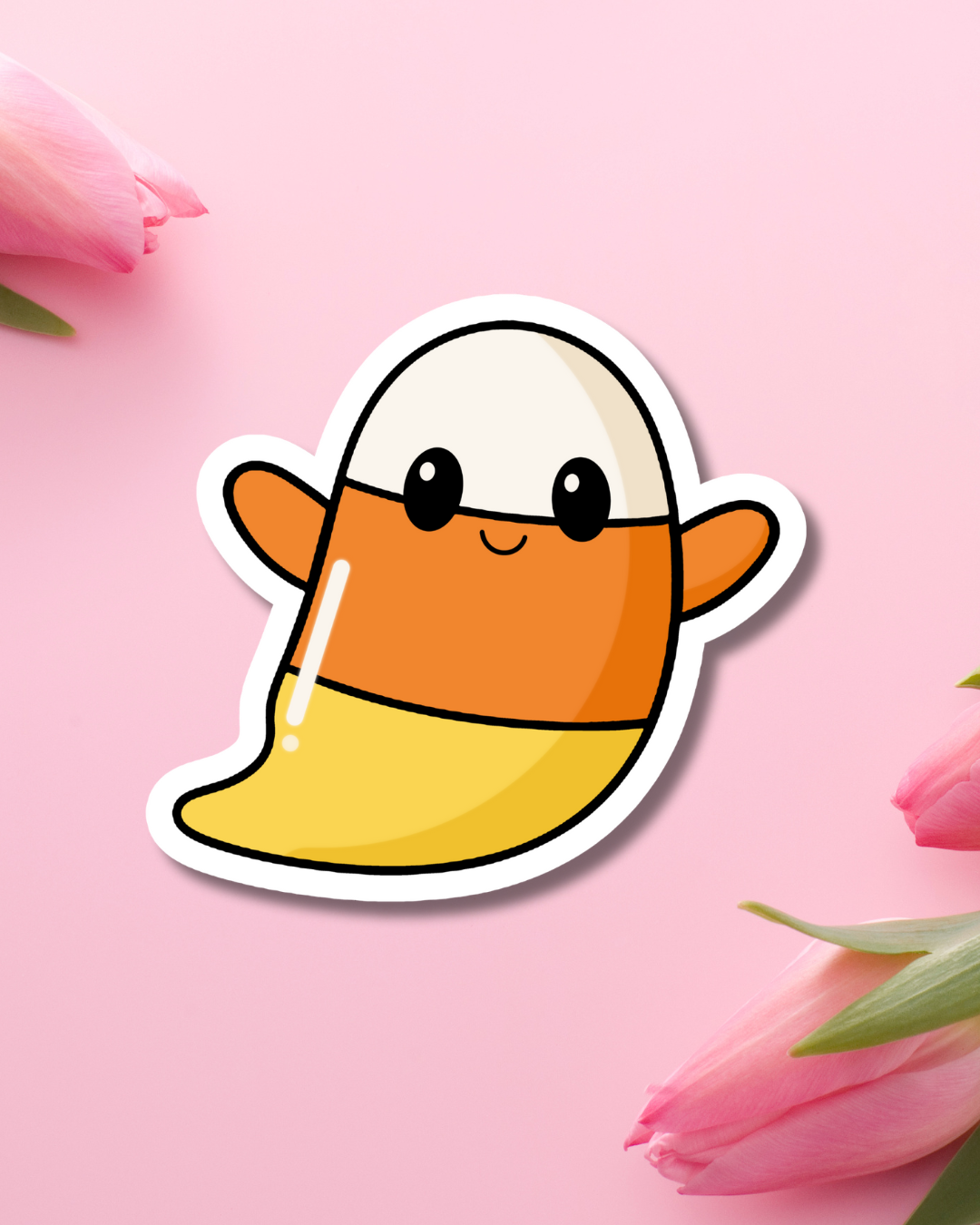Candy Corn Ghosty Vinyl Sticker