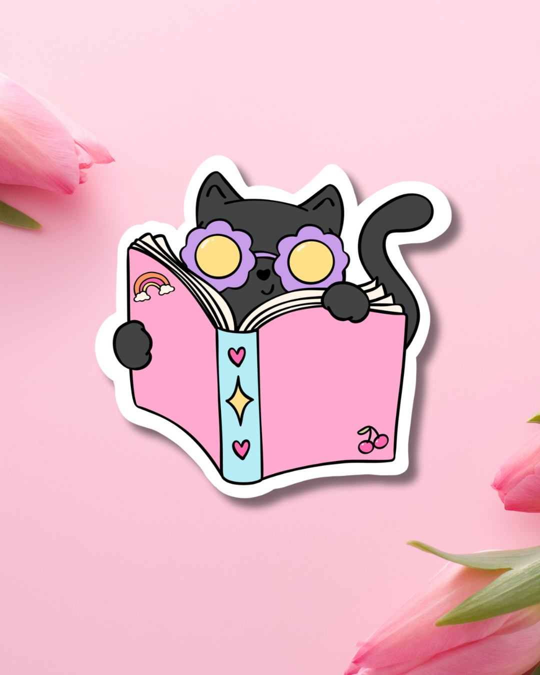 Cat Books Vinyl Sticker