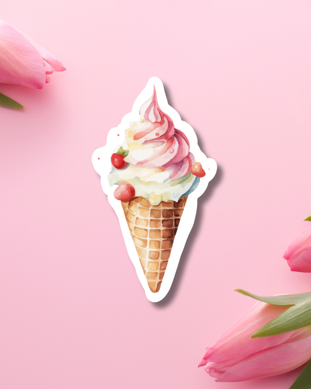 Cherry Ice Cream Cone Vinyl Sticker