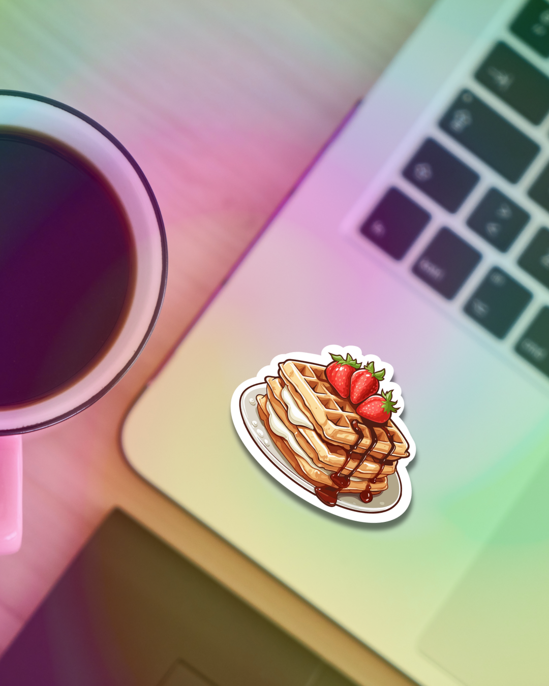 Chocolate Strawberry Waffles Vinyl Sticker