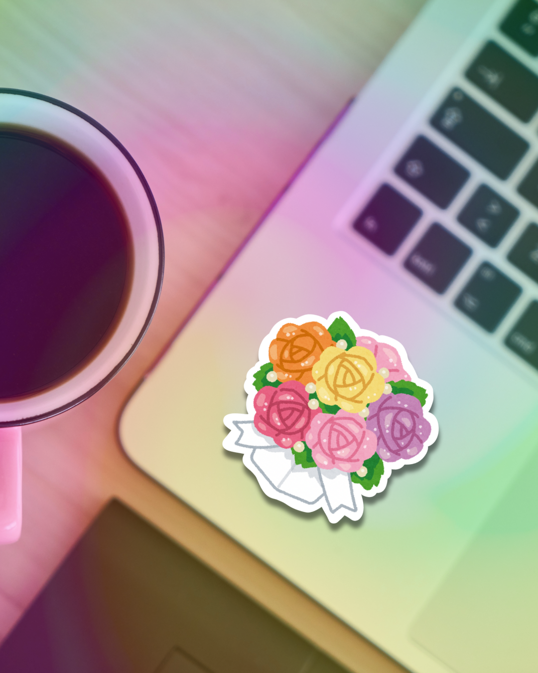 Colorful Roses Vinyl Sticker