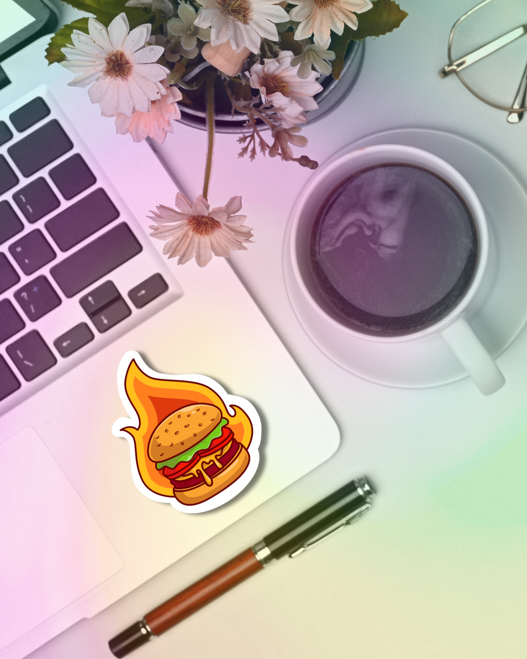 Burning Burger Vinyl Sticker