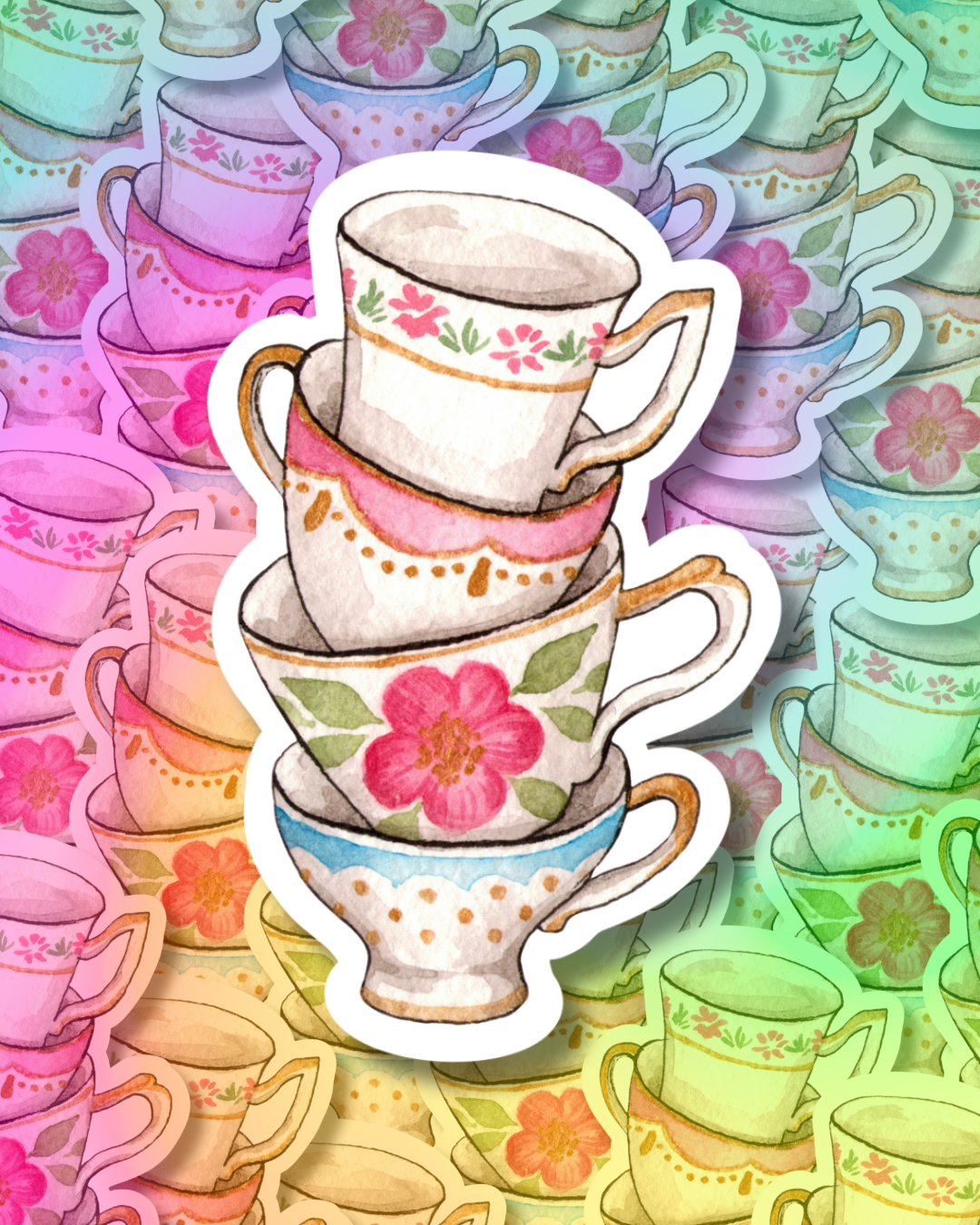 Cup Stack Vinyl Sticker