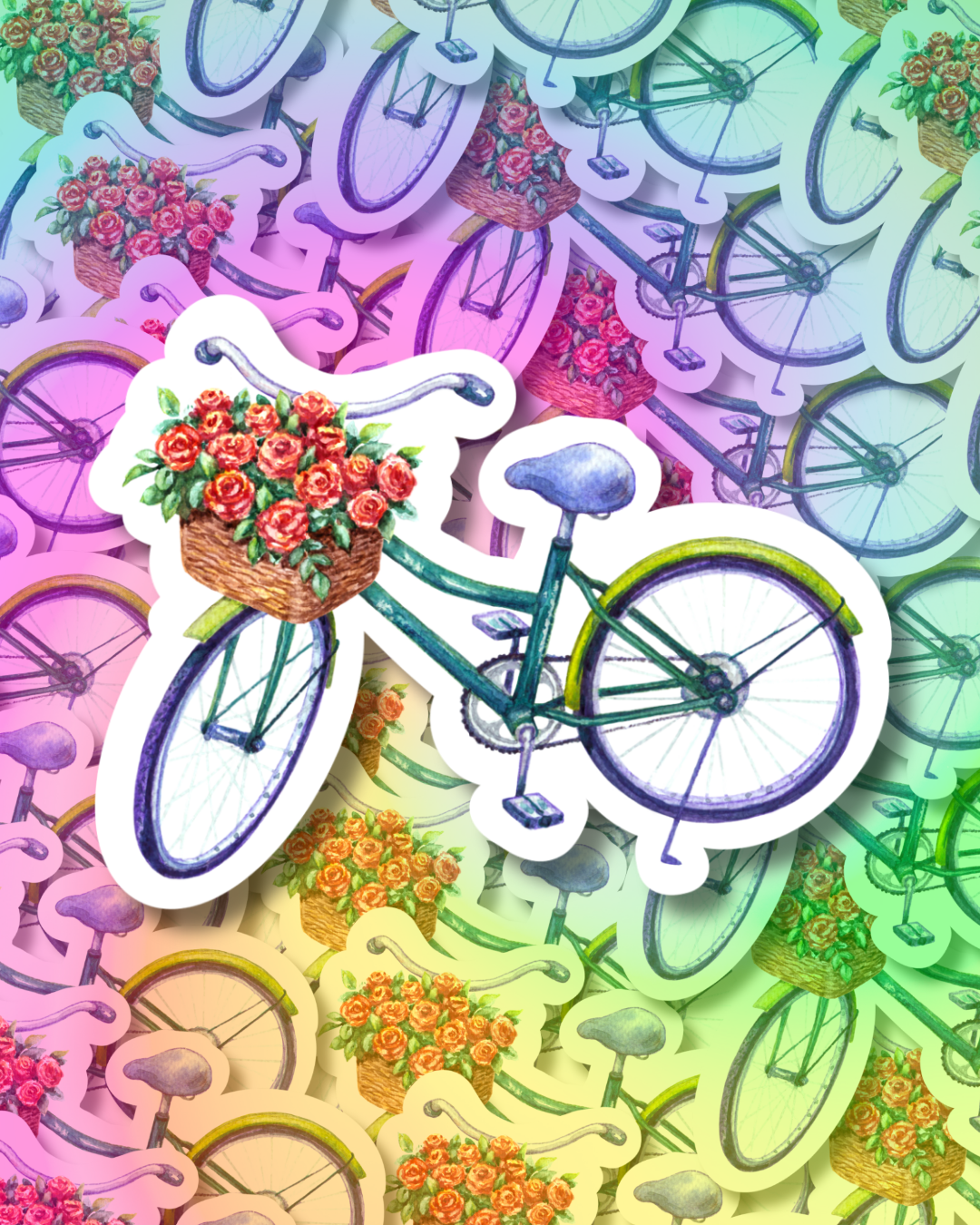 Flower Bike Vinyl Sticker