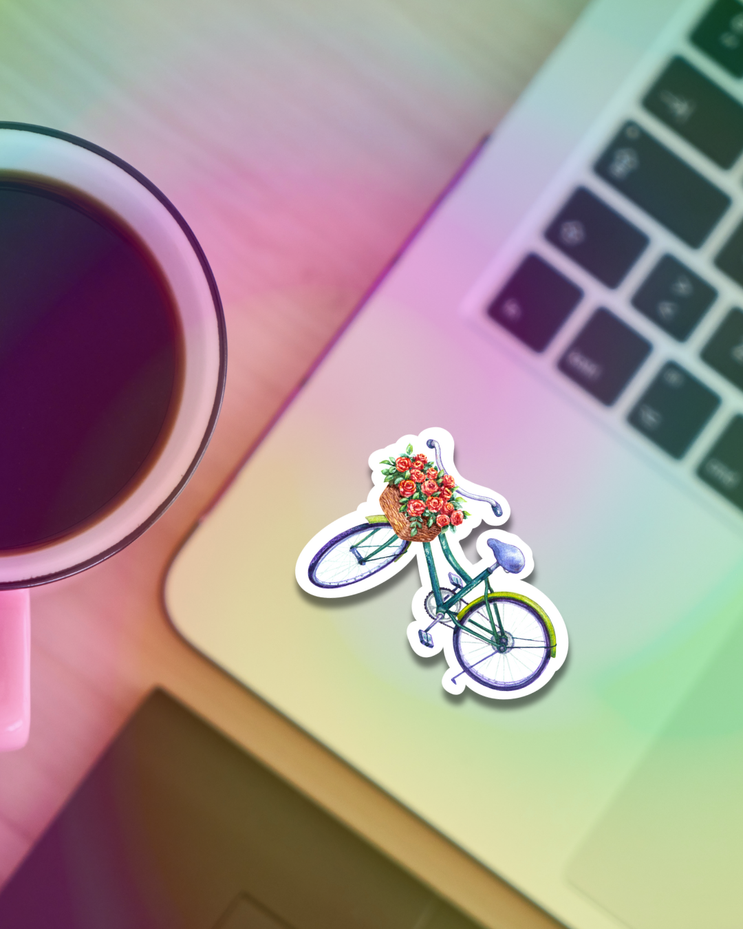 Flower Bike Vinyl Sticker