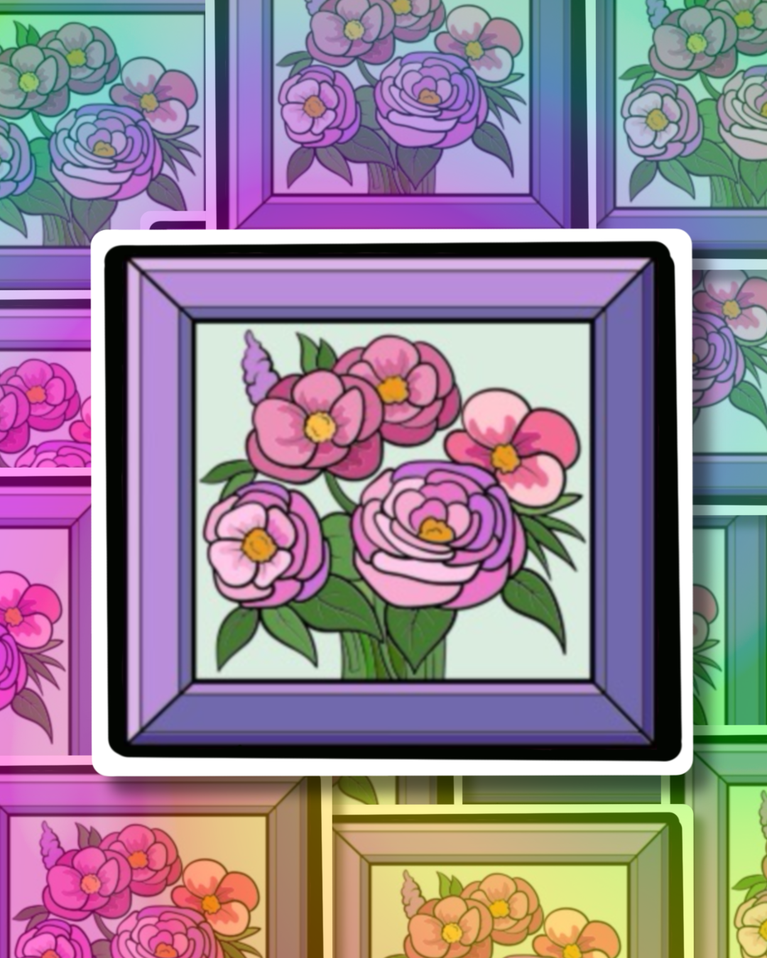 Flower Frame Vinyl Sticker