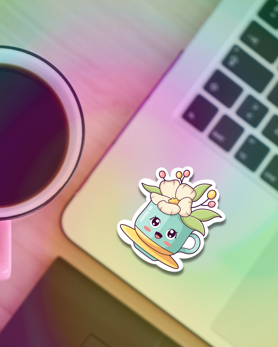 Flower Mug Vinyl Sticker