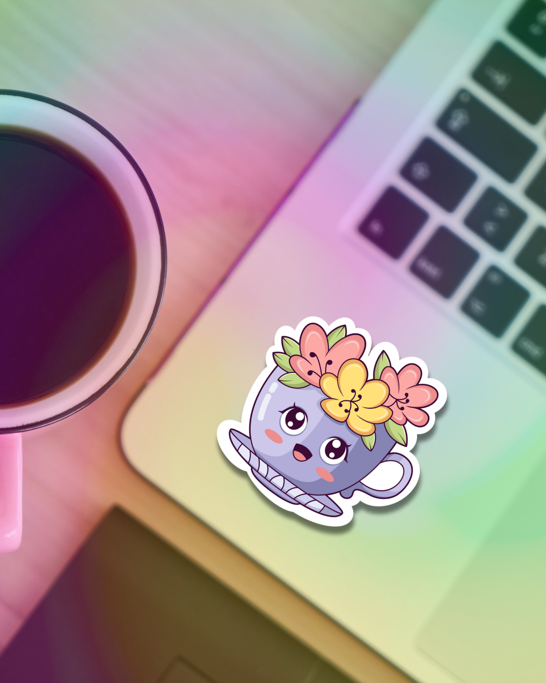 Flower Purple Mug Vinyl Sticker
