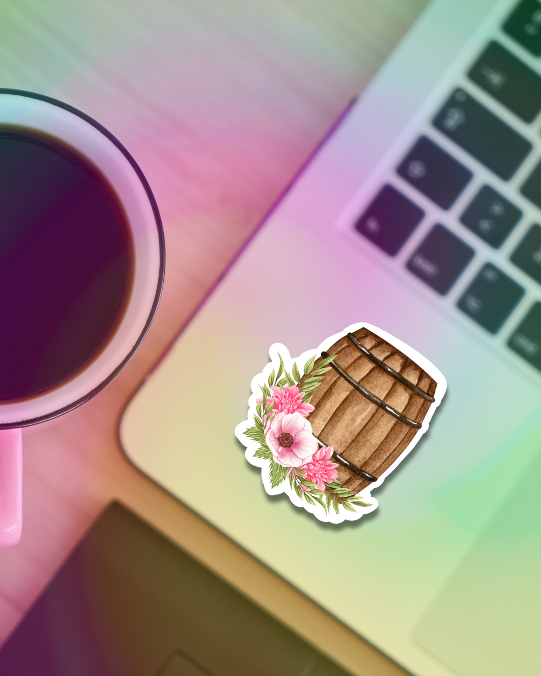 Flower Wine Jar Vinyl Sticker