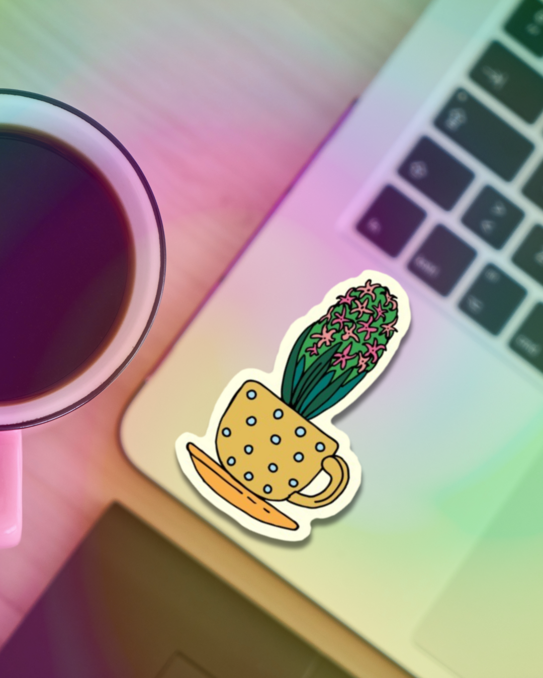 Flower Cup Vinyl Sticker
