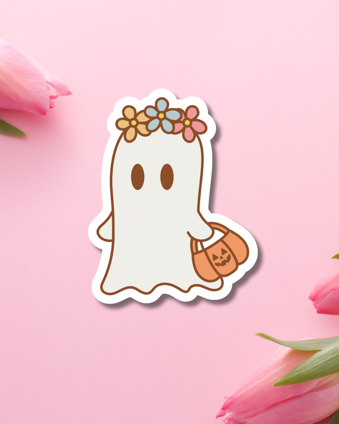 Flowered Ghosty Vinyl Sticker