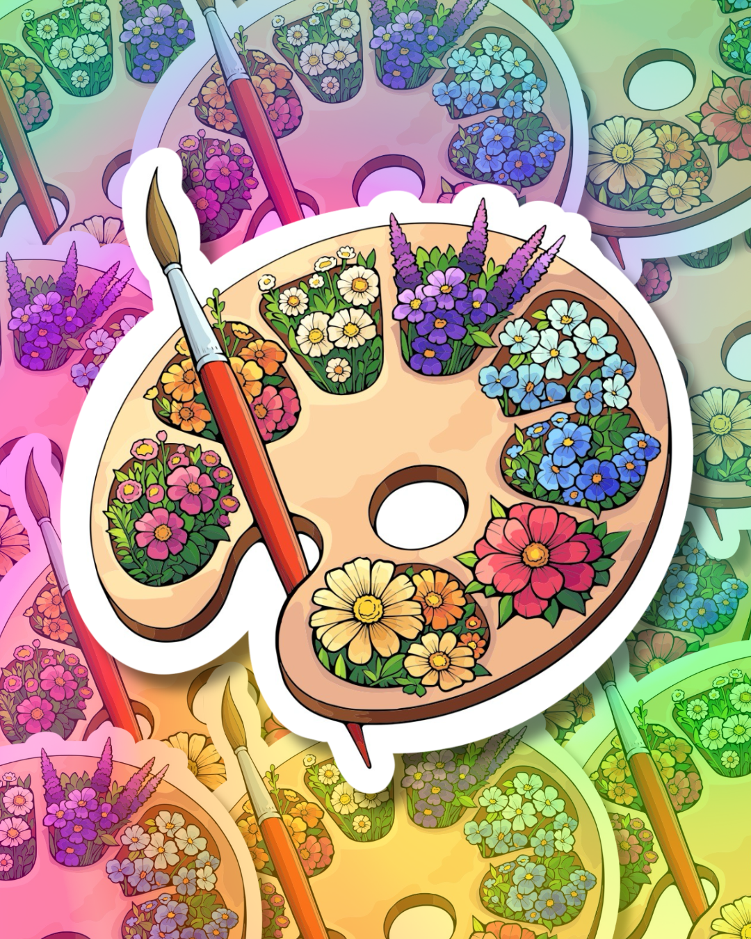 Flowered Paint Vinyl Sticker