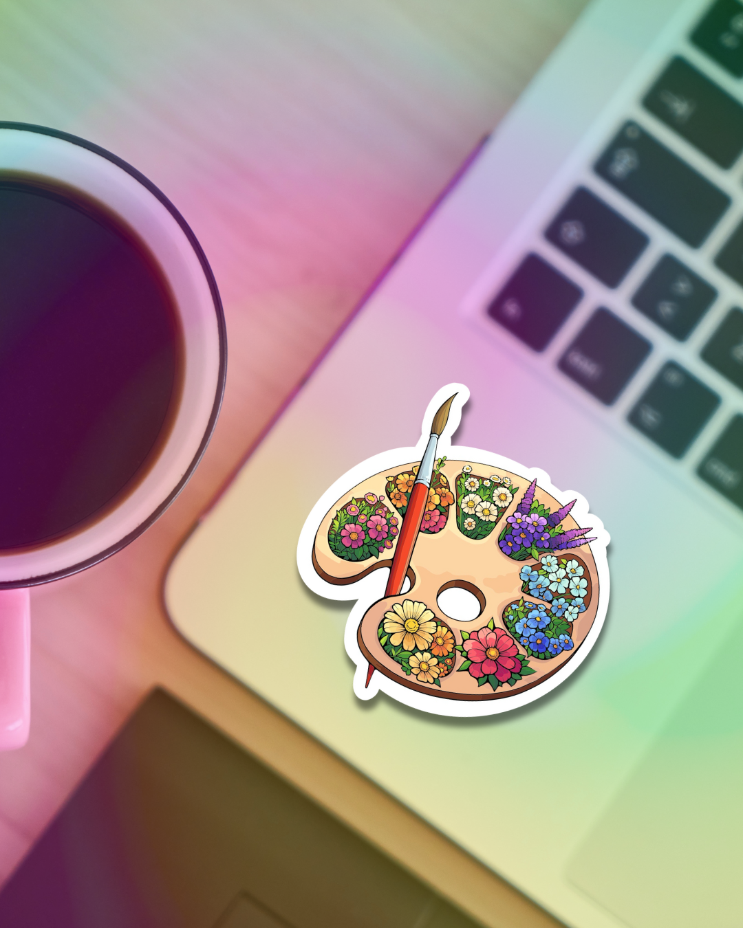 Flowered Paint Vinyl Sticker