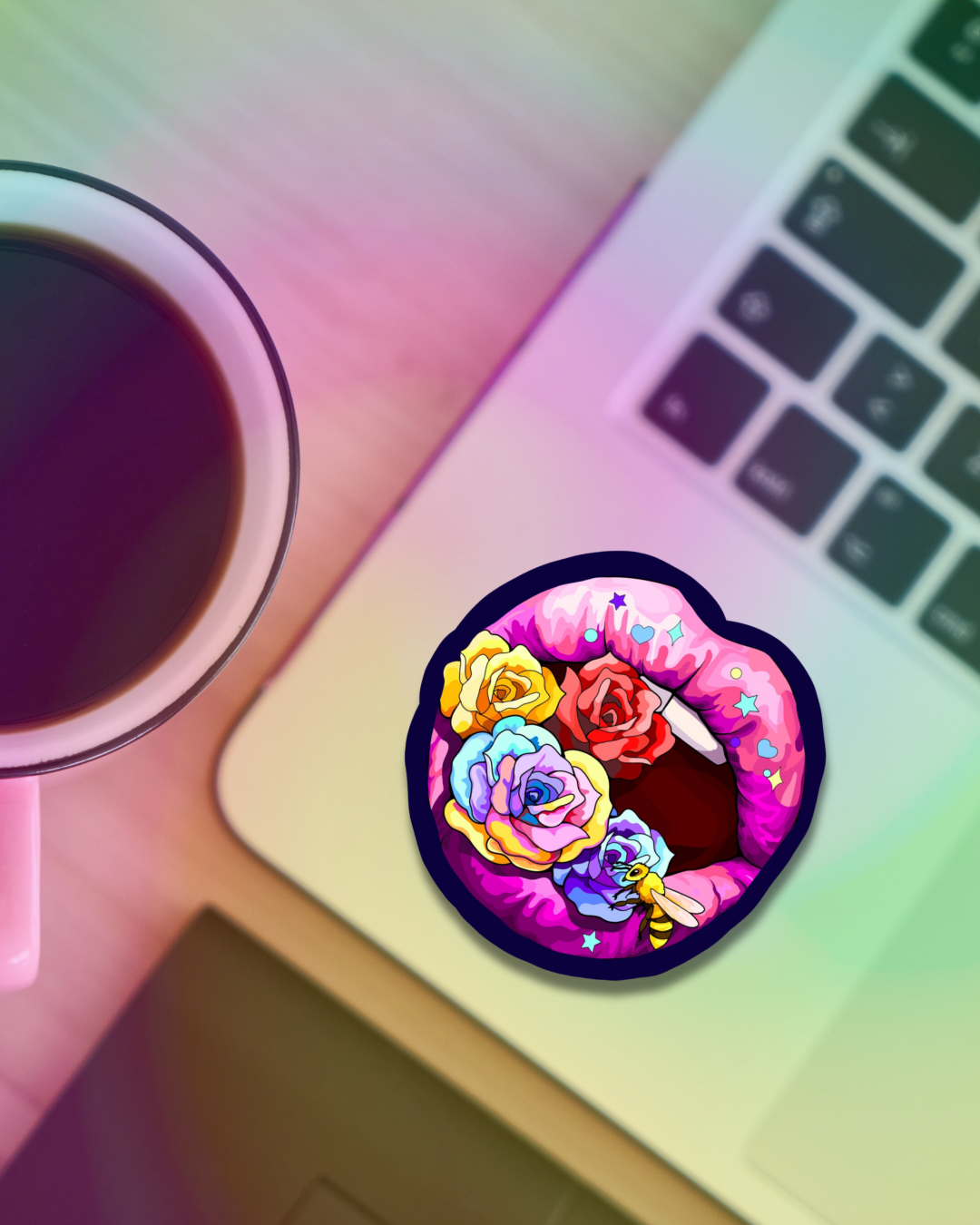 Flowered Kiss Vinyl Sticker