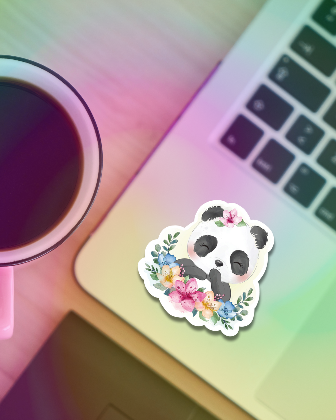 Flowered Panda Vinyl Sticker
