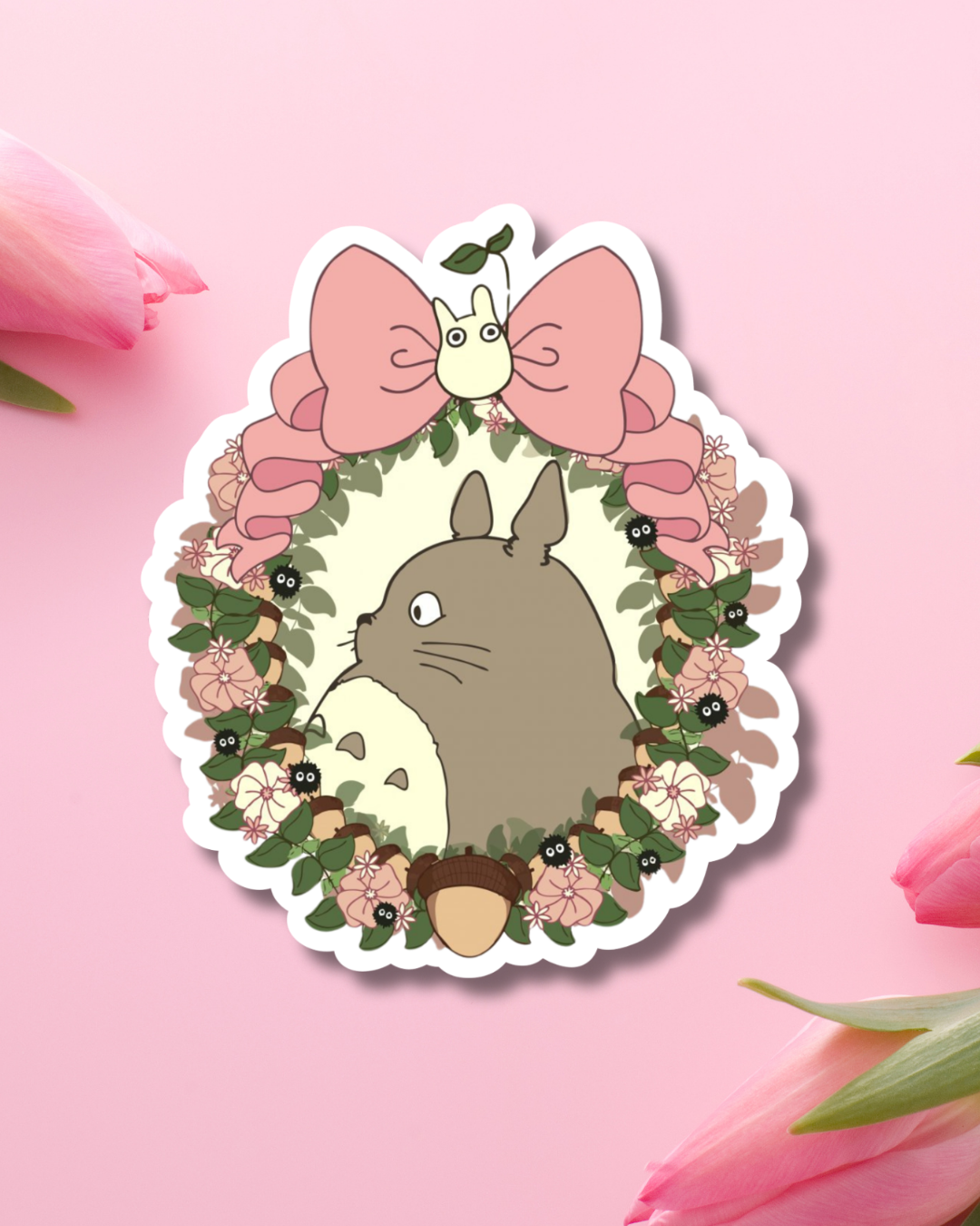 Flowered Totoro Vinyl Sticker