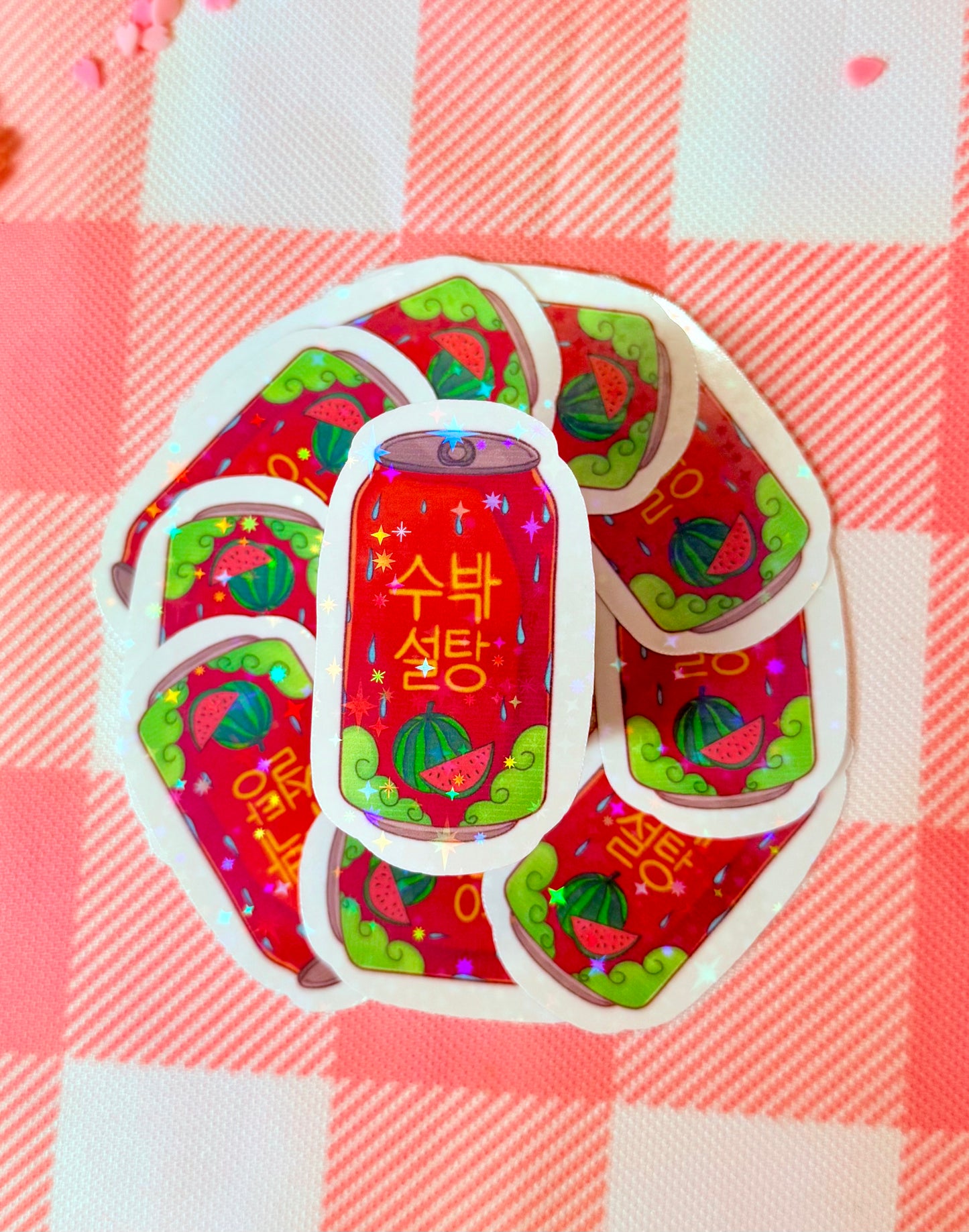 Watermelon Soda Holographic Vinyl Sticker