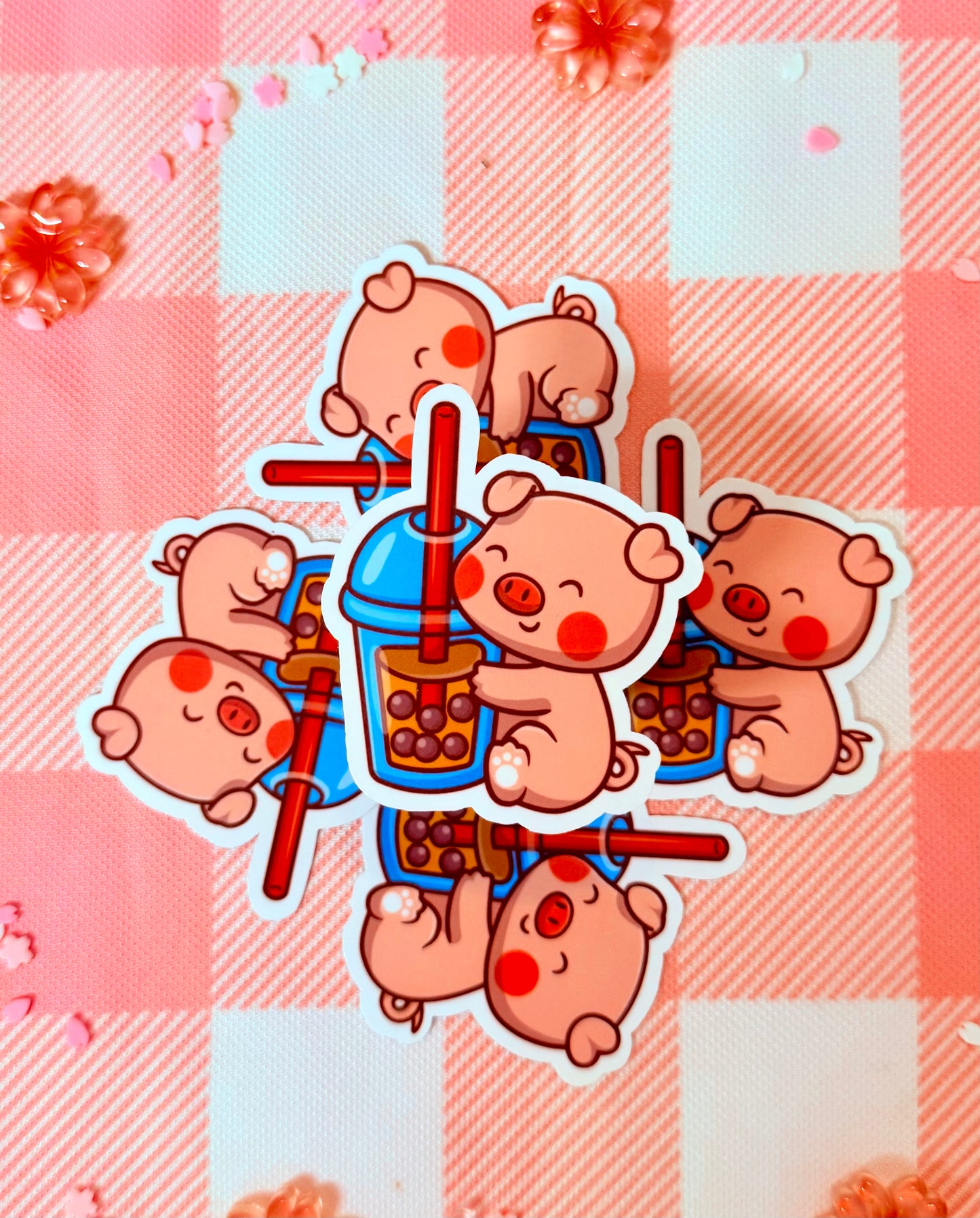 Boba Piggy Vinyl Sticker