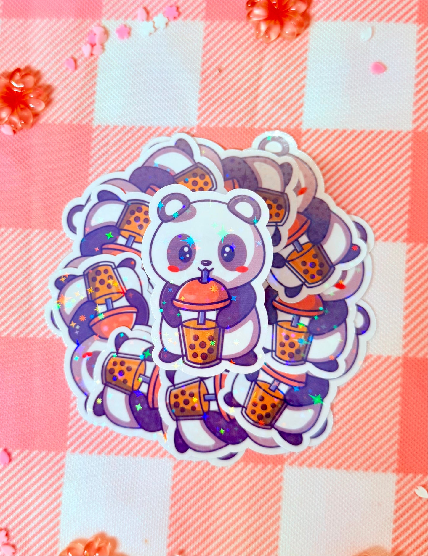 Panda Boba Holographic Vinyl Sticker