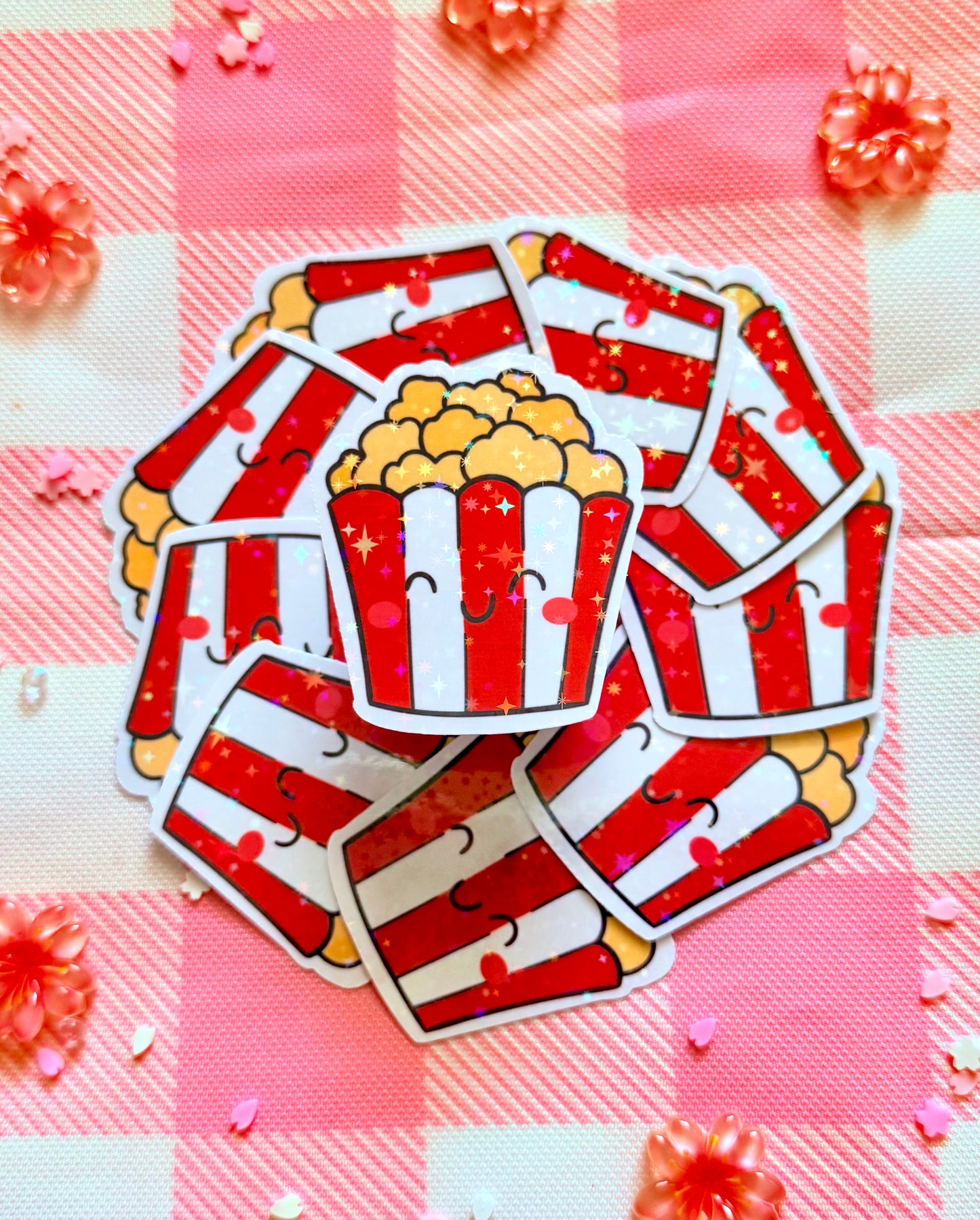 Kawaii Pop Corn Holographic Vinyl Sticker