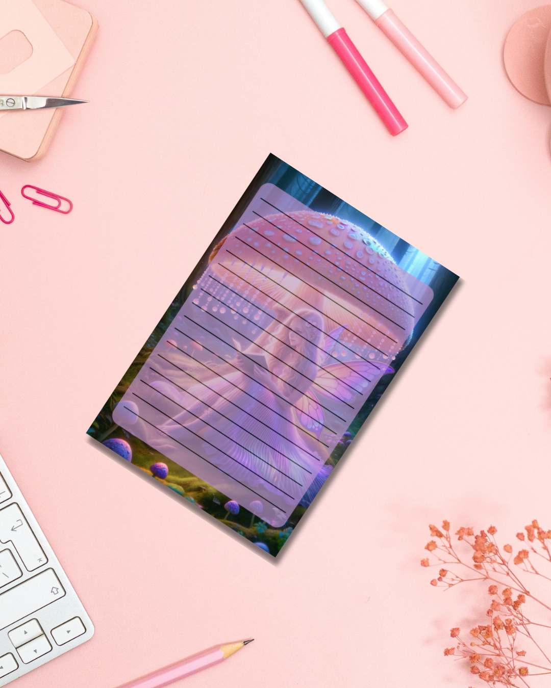 Fungi Butterfly Girl Notepad Aesthetic Cute Stationery Gift